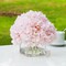 Enova Floral Silk Hydrangea Arrangement in Cube Glass Vase – Pink Artificial Flowers for Spring Tabletop Décor
